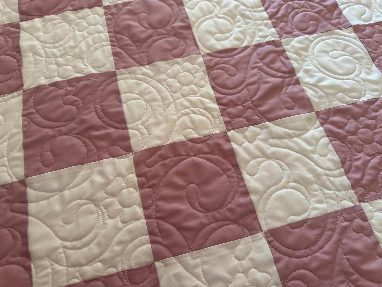 Handmade Checkered baby quilt - 38” x 38”