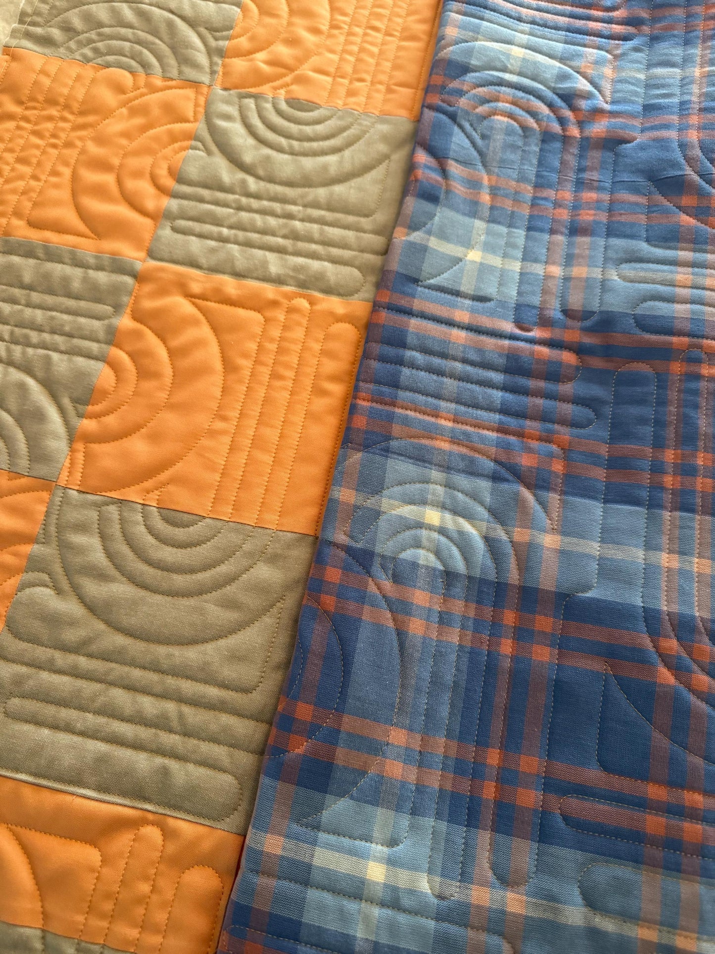 Handmade Checkered baby quilt - Fableism plaid backing