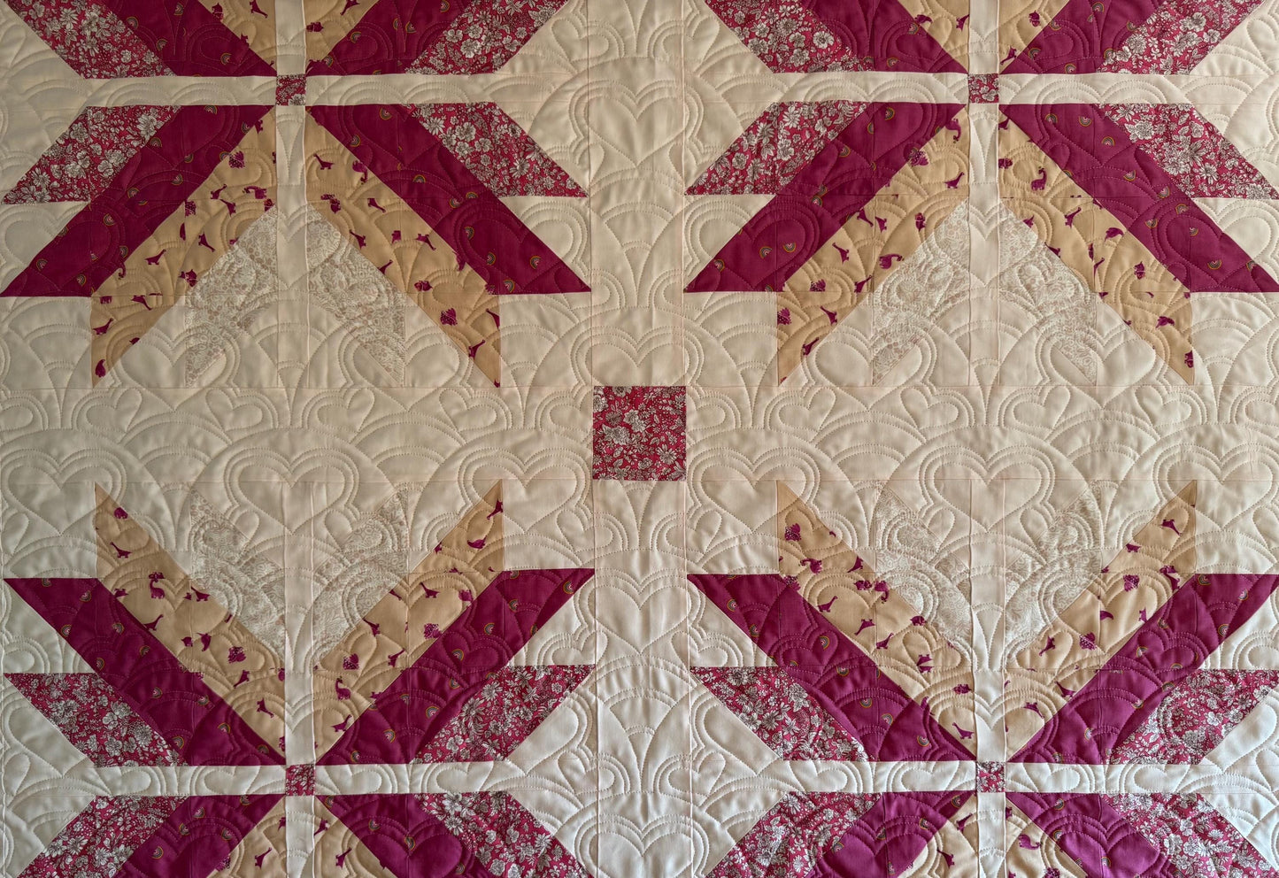 Handmade Lottie Quilt: Pink Dino & Rainbow Toddler Throw