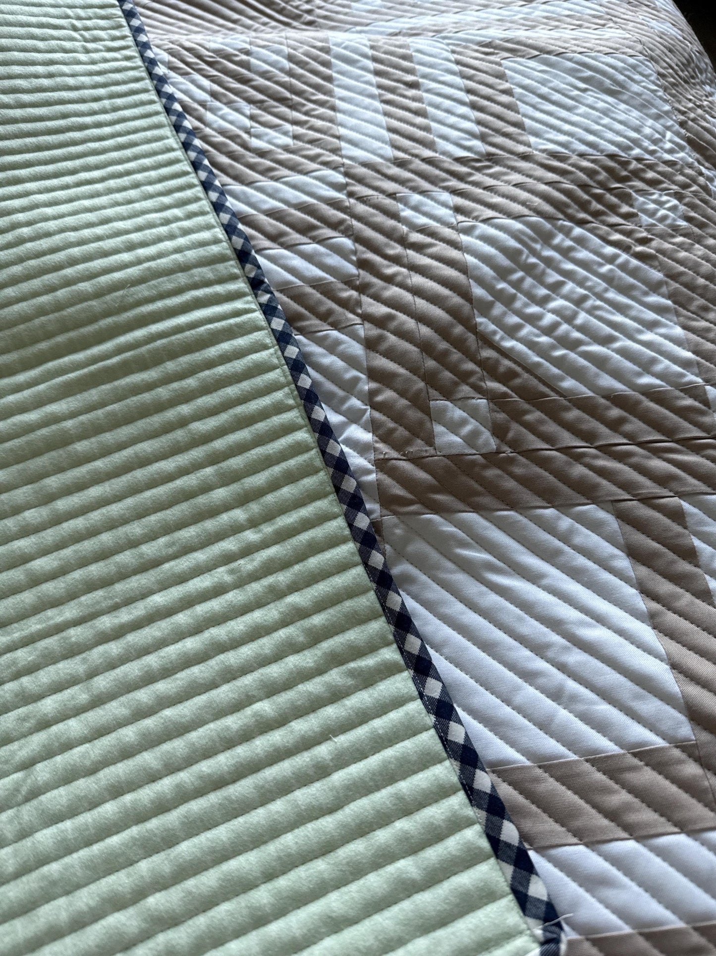 Handmade Deco quilt (Lo & Behold Stitchery pattern) 48” x 52”