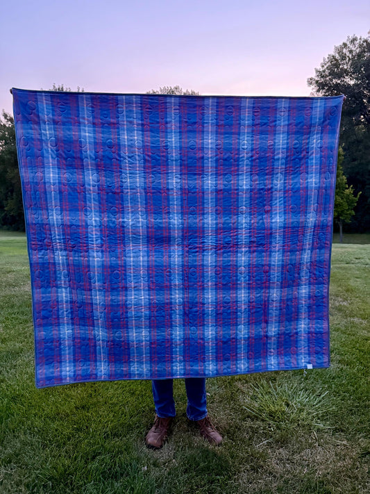 Handmade Checkered quilt 54.5” x 61” - Fableism plaid backing