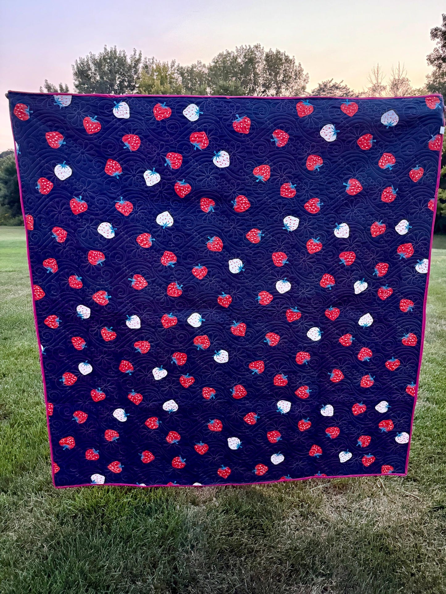 Checkered Strawberry Quilt  68” x 68”