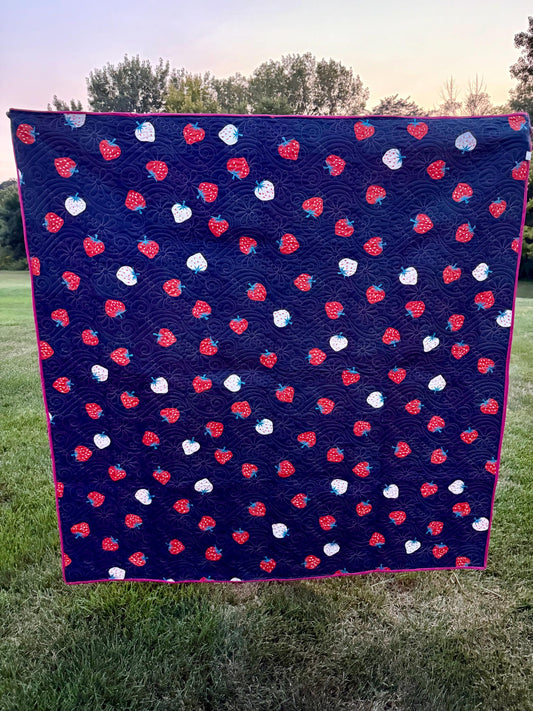 Checkered Strawberry Quilt  68” x 68”