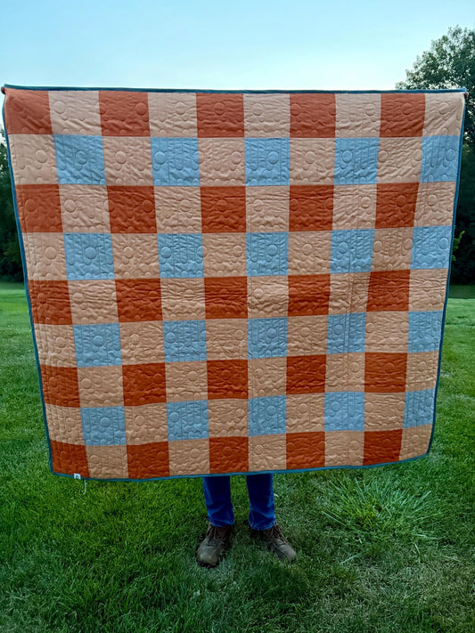Handmade Checkered quilt  54.5” x 61” - Fableism plaid backing