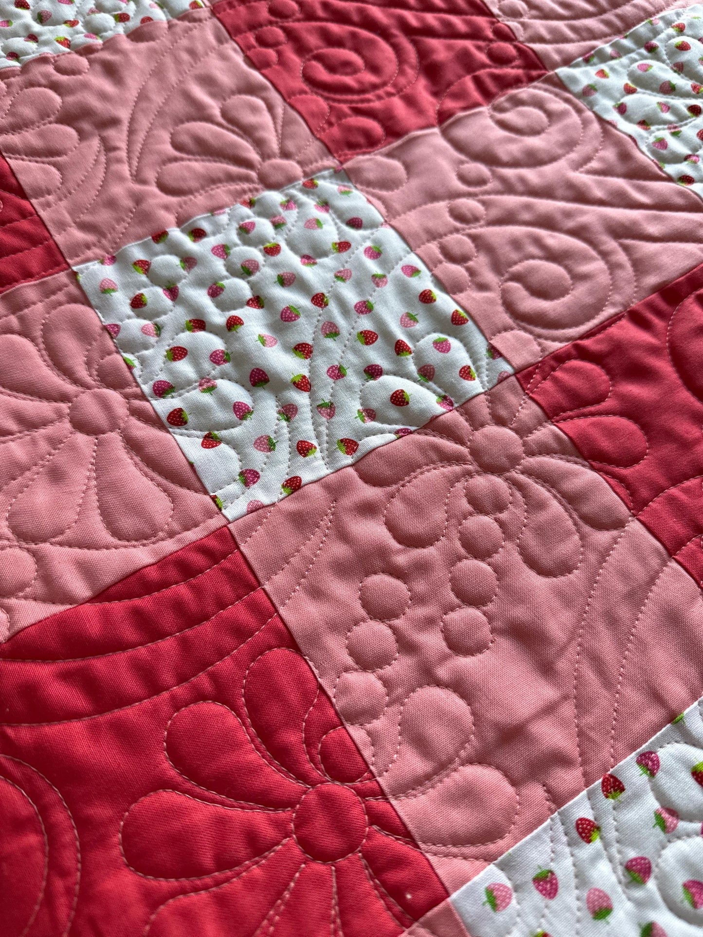 Checkered Strawberry Quilt  68” x 68”