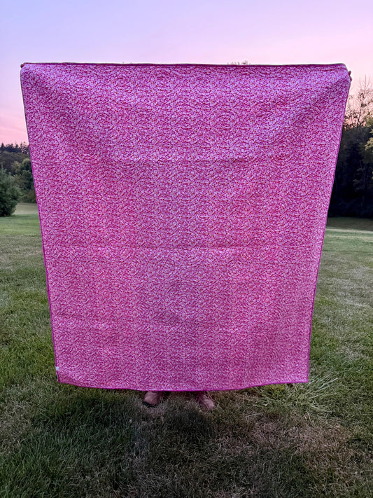 Handmade Basecamp Quilt (Squats and Running pattern)  64.5” x 76.5”