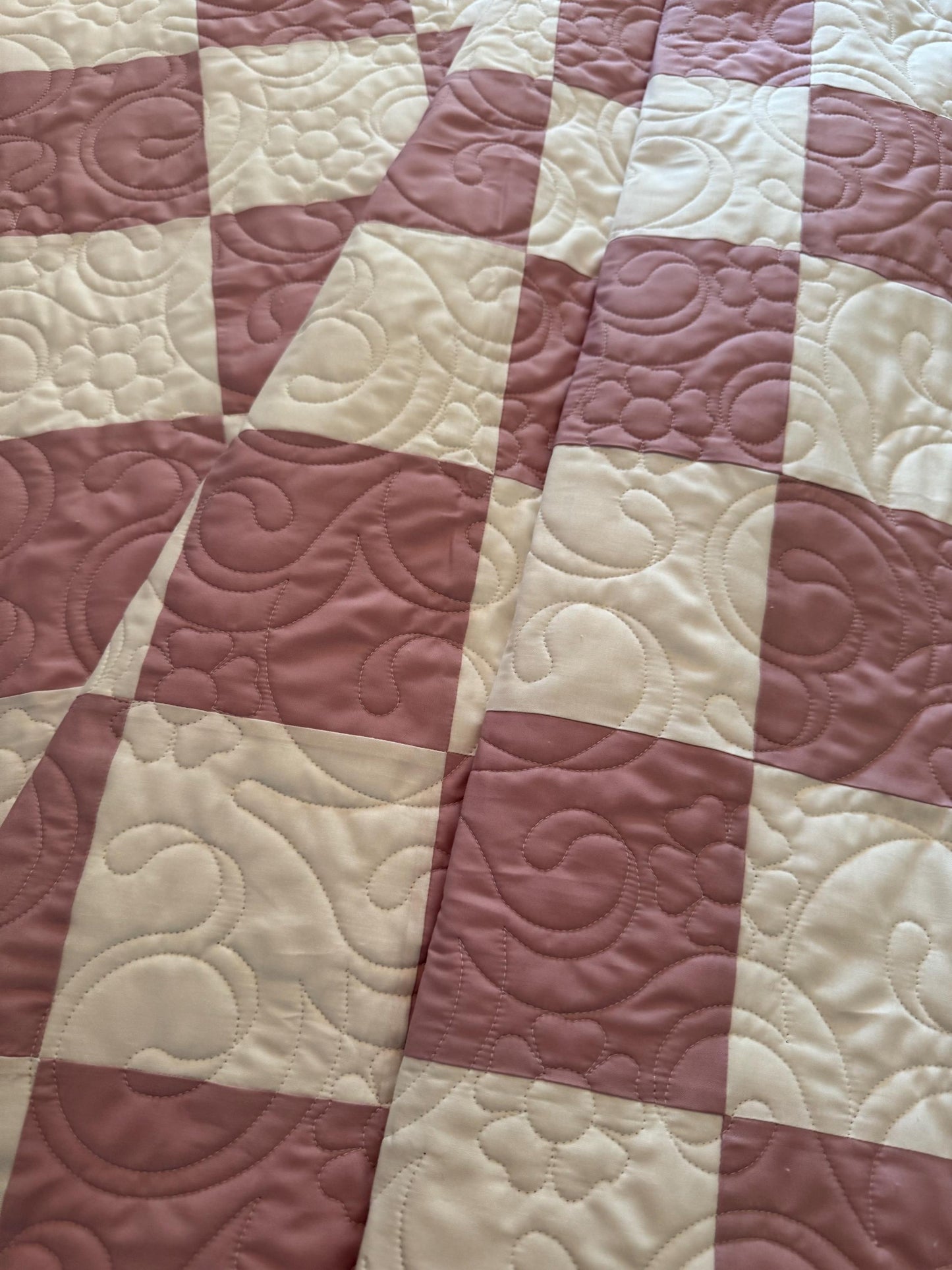 Handmade Checkered baby quilt - 38” x 38”