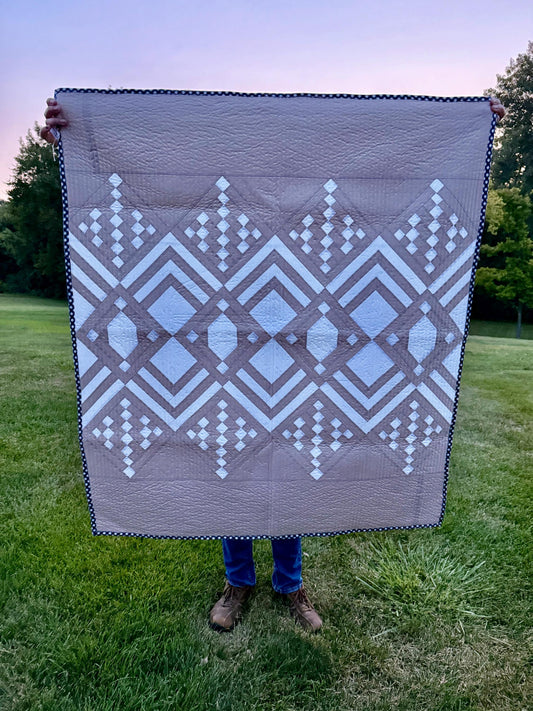 Handmade Deco quilt (Lo & Behold Stitchery pattern)  48” x 52”
