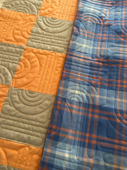 Handmade Checkered baby quilt - Fableism plaid backing
