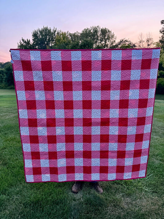 Checkered Strawberry Quilt  68” x 68”