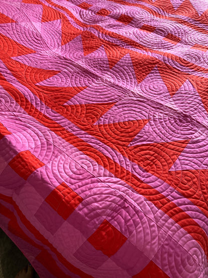 Handmade Basecamp Quilt (Squats and Running pattern)  64.5” x 76.5”