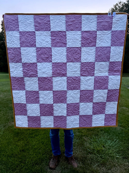 Handmade Checkered baby quilt - 38” x 38”