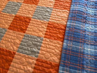 Handmade Checkered quilt  54.5” x 61” - Fableism plaid backing