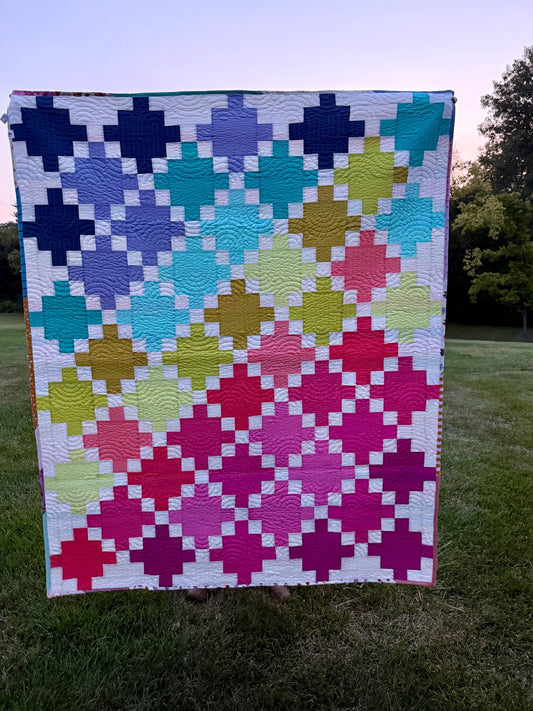 Handmade ombré Celtic Crossing 2.0 quilt (Lo & Behold Stitchery pattern)  58” x 70”