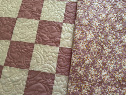 Handmade Checkered baby quilt - 38” x 38”