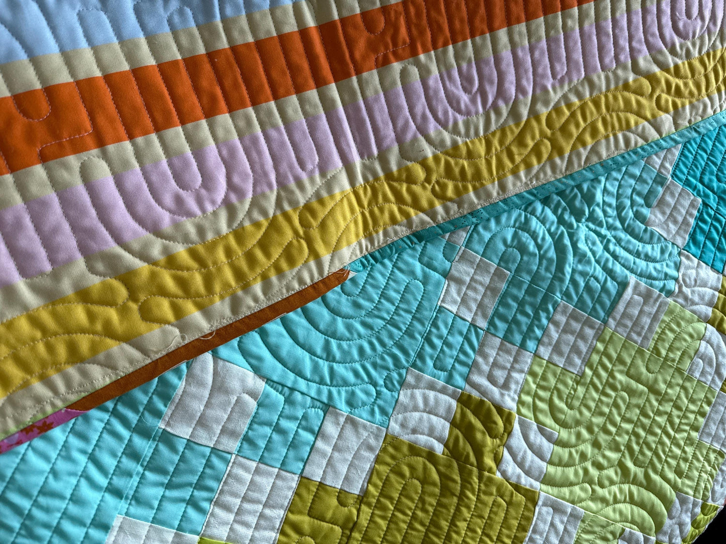 Handmade ombré Celtic Crossing 2.0 quilt (Lo & Behold Stitchery pattern)  58” x 70”