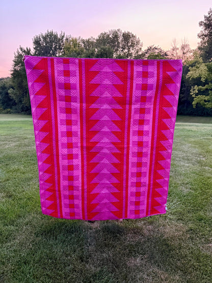 Handmade Basecamp Quilt (Squats and Running pattern)  64.5” x 76.5”